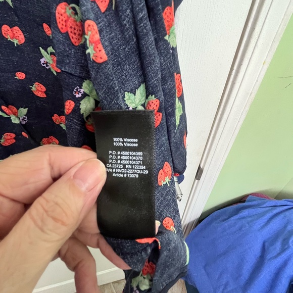 Aritzia Sunday Best Women’s Indigo Blue/Strawberry Open Front Blouse.  Sz XXS/XS - Picture 11 of 12